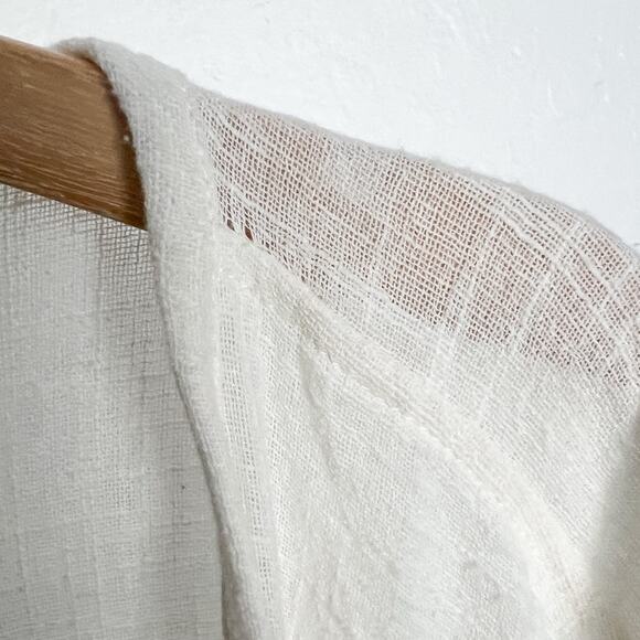 Avy & Co Kimono Cape Womens One Size Ivory White Woven Gauze Cotton Robe - Picture 7 of 8